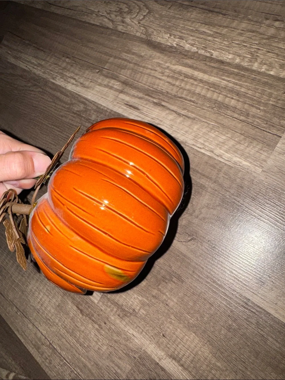 4” Terra Cotta Pumpkin Tea Light Candle Holder.